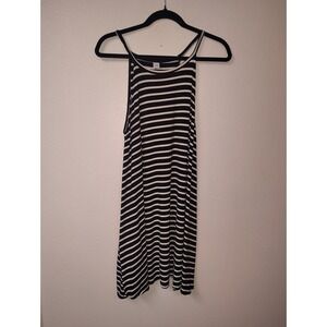 Old Navy Black White Striped Sleeveless Swing‎ Dress High Neck Casual Summer